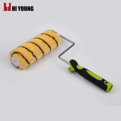 American Style Woven Yellow Acrylic With Black Line 7" 9" 10" Paint Roller Brush With Rubber And Plastic Handle